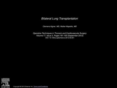 Bilateral Lung Transplantation