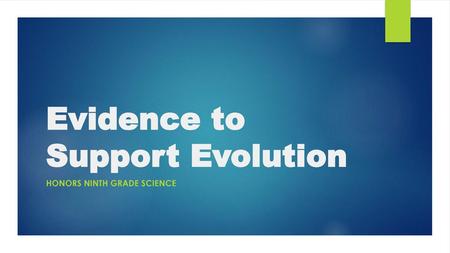 Evidence to Support Evolution