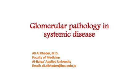 Glomerular pathology in systemic disease