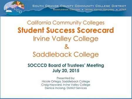 SOCCCD Board of Trustees’ Meeting