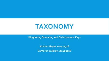 Kingdoms, Domains, and Dichotomous Keys