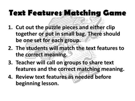 Text Features Matching Game