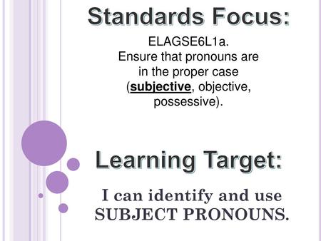 I can identify and use SUBJECT PRONOUNS.