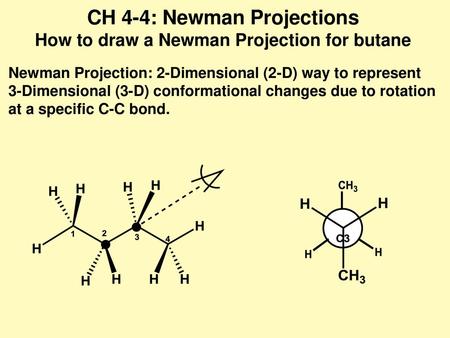 CH 4-4: Newman Projections How to draw a Newman Projection for butane