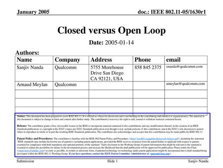 Closed versus Open Loop