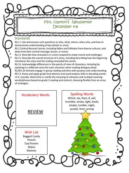 Mrs. clayton’s Newsletter