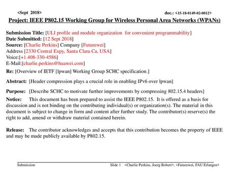 <month year> doc.: IEEE < e> <Sept  2018>