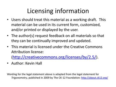 Licensing information