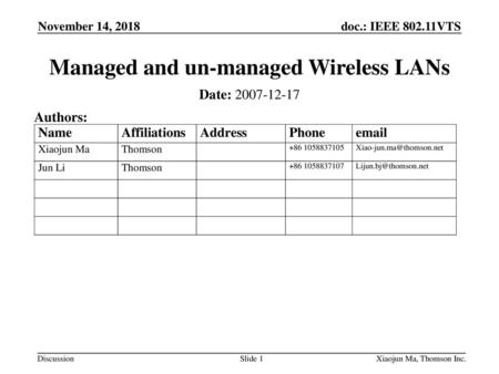 Managed and un-managed Wireless LANs