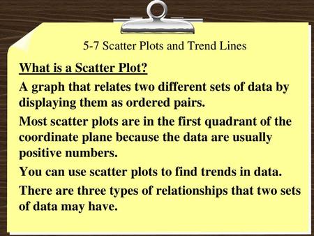 5-7 Scatter Plots and Trend Lines