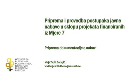 Priprema dokumentacije o nabavi Maja Tadić Bubnjić