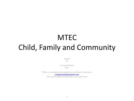 MTEC Child, Family and Community