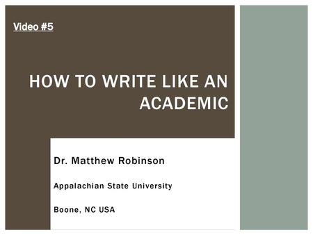 How to write like an Academic