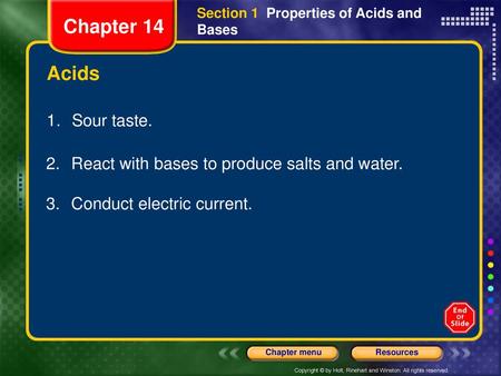 Chapter 14 Acids 1. Sour taste.