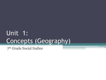 Unit 1: Concepts (Geography)