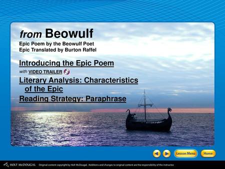 from Beowulf Introducing the Epic Poem