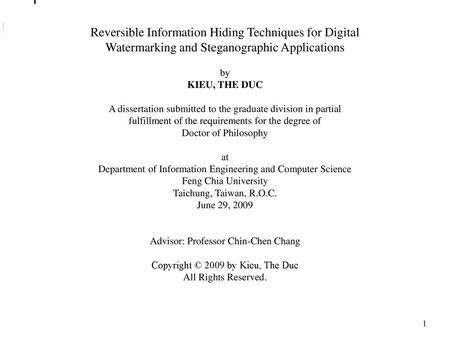 Reversible Information Hiding Techniques for Digital