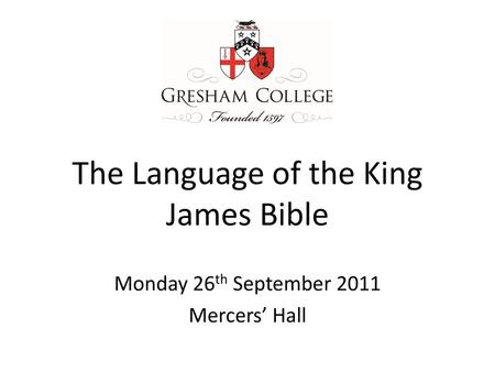 The Language of the King James Bible