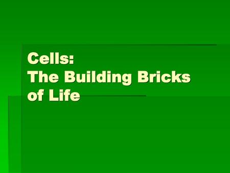 Cells: The Building Bricks of Life