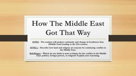 How The Middle East Got That Way