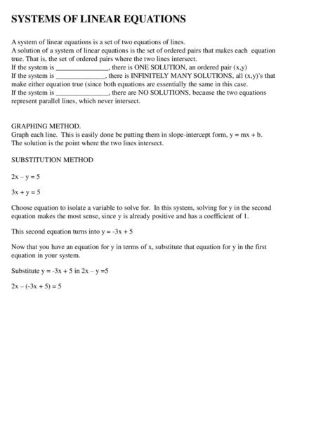 SYSTEMS OF LINEAR EQUATIONS