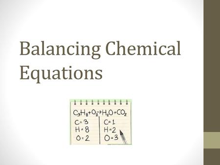 Balancing Chemical Equations