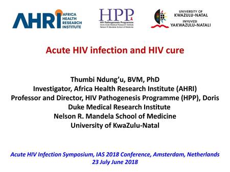 Acute HIV infection and HIV cure