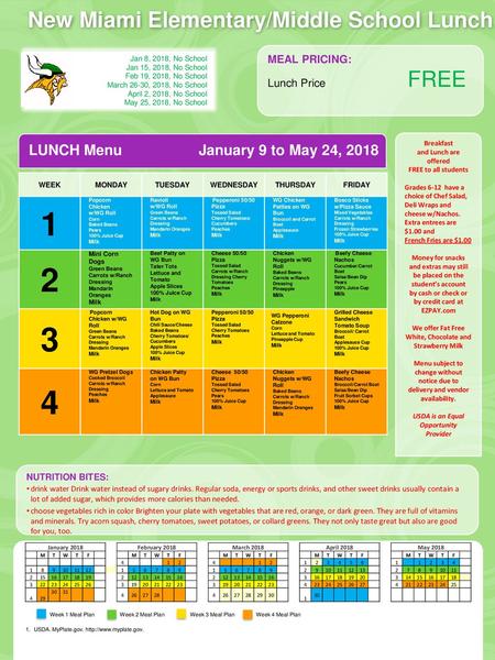 New Miami Elementary/Middle School Lunch change without notice due to