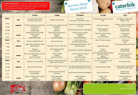 Summer Silver March 2018 SILVER MENU Available Daily Daily salad