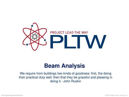 Beam Analysis We require from buildings two kinds of goodness: first, the doing their practical duty well: then that they be graceful and pleasing in doing.