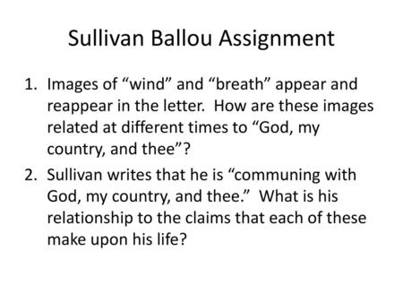 Sullivan Ballou Assignment