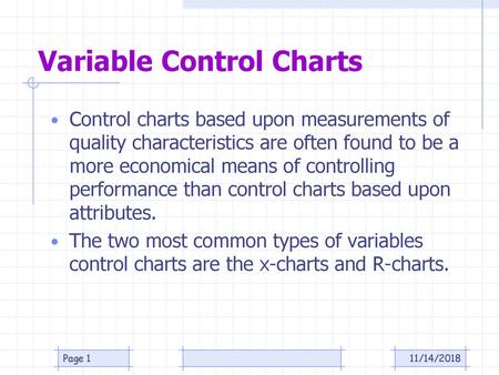 Variable Control Charts