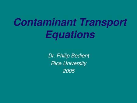 Contaminant Transport Equations