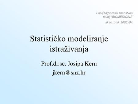 Statističko modeliranje istraživanja