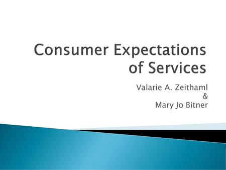 Consumer Expectations of Services