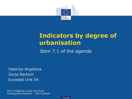 Indicators by degree of urbanisation