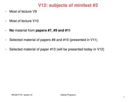 V12: subjects of minitest #3