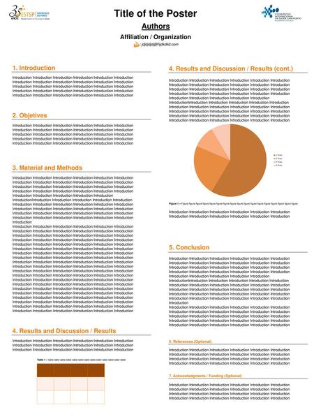 Title of the Poster Authors Affiliation / Organization 1. Introduction