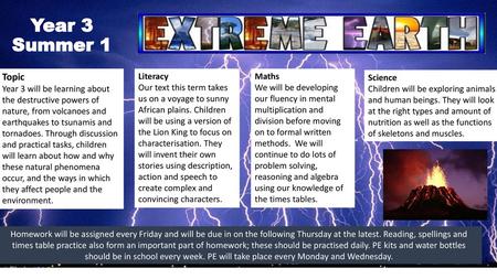 Year 3 Summer 1 Topic Year 3 will be learning about the destructive powers of nature, from volcanoes and earthquakes to tsunamis and tornadoes. Through.