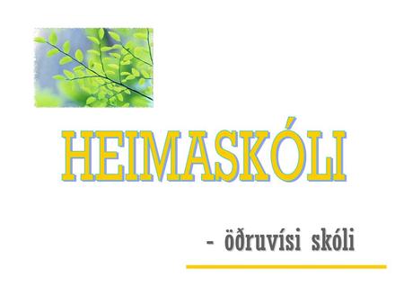 HEIMASKÓLI - öðruvísi skóli.