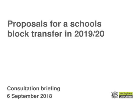 Proposals for a schools block transfer in 2019/20