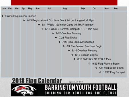 2018 Flag Calendar Online Registration is open