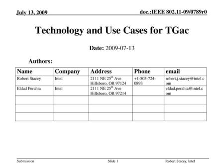 Technology and Use Cases for TGac