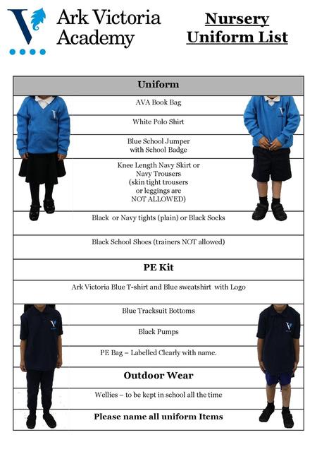 Please name all uniform Items