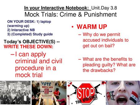 I can apply criminal and civil procedure in a mock trial