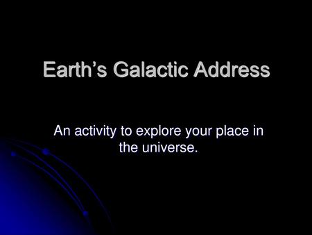 Earth’s Galactic Address