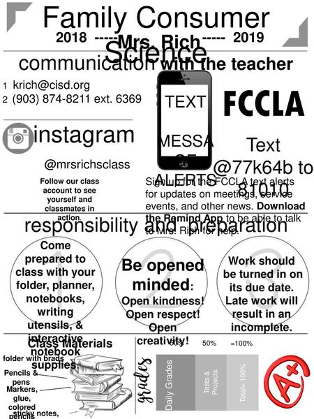 FCCLA Family Consumer Science instagram communication with the teacher