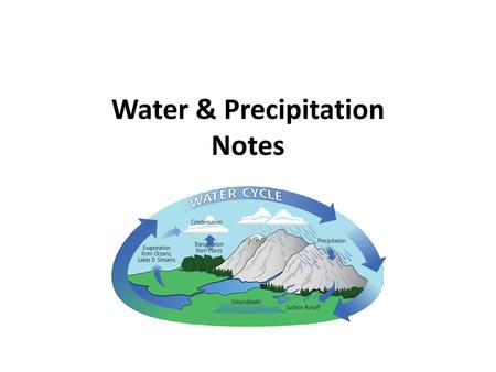 Water & Precipitation Notes