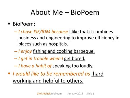 Chris Rehak BioPoem January 2018 Slide 1