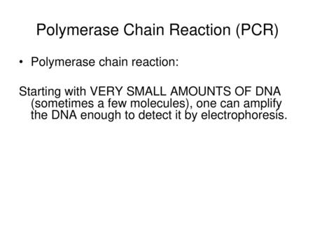 Polymerase Chain Reaction (PCR)